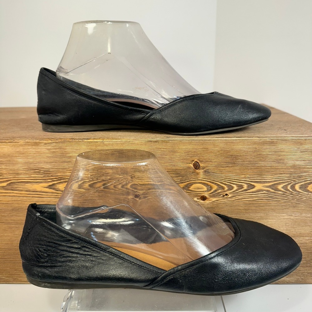 Lucky Brand Black Leather Ballet Flats Womens 9.5 Balletcore Minimalist Y2K Chic